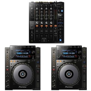 OVERVIEW Description Pioneer DJM-750MK2 DJ Mixer w/ CDJ-900NXS2 Multi Players (2) Pioneer DJM-750MK2 4-Channel DJ Mixer Take the step to the DJ booth seamlessly with the DJM-750MK2, a 4-channel mixer which inherits key features and design elements from the DJM-900NXS2, creating a club-style setup when combined with professional CDJ or XDJ multi players. You can perform seamless mixes on the DJM-750MK2 thanks to the smooth curves on the EQs and channel faders. The Magvel crossfader, inherited from the DJM-900NXS2, gives a precise response and assured feel during even the most complicated scratch techniques Features: Mixing on the DJM-750MK2 feels instinctive thanks to the layout design with 4 channels and a display that draws on traits from the DJM-900NXS2 professional mixer, allowing you to practice in club conditions Add texture and flair to your mixes with professional FX inherited from the DJM-900NXS2. 2 effects units combine Sound Color FX and Beat FX – including FX Frequency – giving you the freedom to be creative with sound while always in control Choose from Aux or Insert send/return to connect different types of FX units on iOS devices such as FX apps, synthesizers and samplers, and combine them with the mixer’s internal FX. A simple connection via USB will ensure high-quality sound Whether you are playing with digital or analogue sources, high-quality sound is created by the 64-bit digital signal processor, dithering technology, 32-bit A/D converter and 32-bit D/A converter The EQs and channel faders on the DJM-750MK2 feature curves equivalent to those on the DJM-900NXS2, which also inspired the Magvel cross fader. The latter is smooth, accurate and durable for more than 10 million movements and its cut lag has been improved for more assured and responsive performance You get a rekordbox dj licence key bundled with this controller. Simply activate your licence key for DJ software, connect the controller and start DJing You also get a licence key for rekordbox DVS included in the box for low-latency scratching with CDJs and XDJs. Or play and scratch with tracks from your rekordbox library using analogue turntables and the Control Vinyl (sold separately) The DJM-750MK2 lets you plug both an 1/4″ stereo jack and 3.5-mm mini jack. Pick your size or attach 2 headphones when playing back-to-back The XLR terminal and gold-plated RCAs deliver premium sound quality on all connections. And the signal GND terminal easily attaches ground wires from analogue turntables Independent Mic Section – Use a microphone independently of the channel input